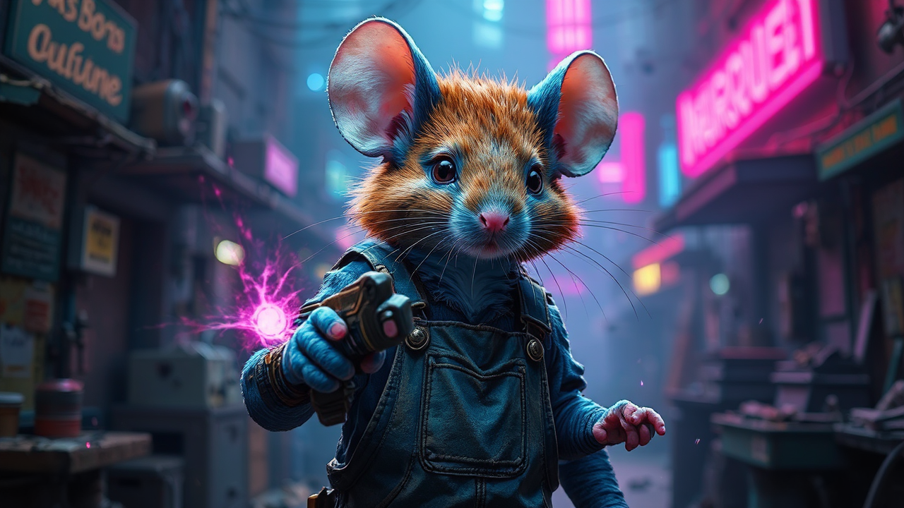 Mouse in dirty mechanic's