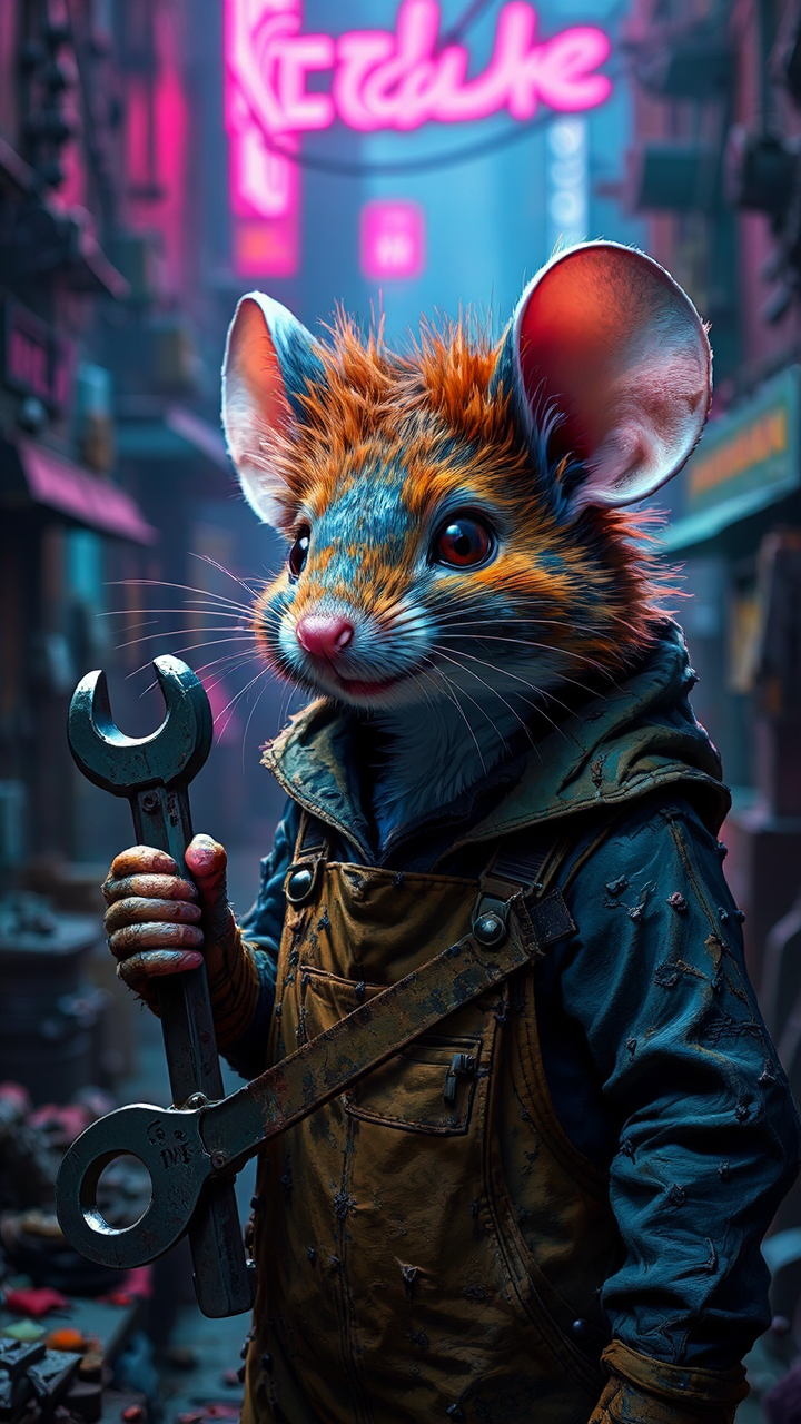 Mouse in dirty mechanic's