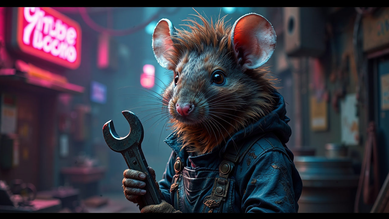Mechanic rat in dirty