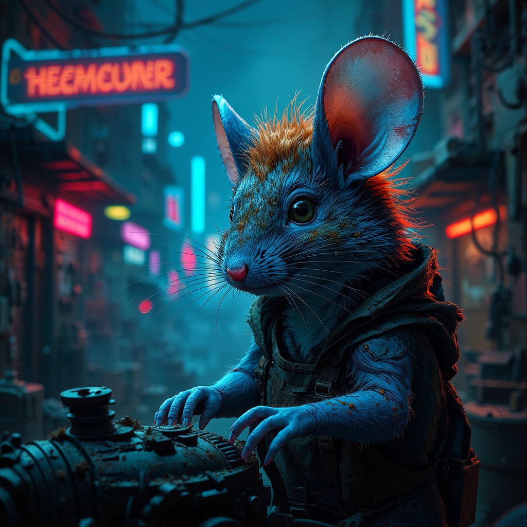 Mouse in dirty blue