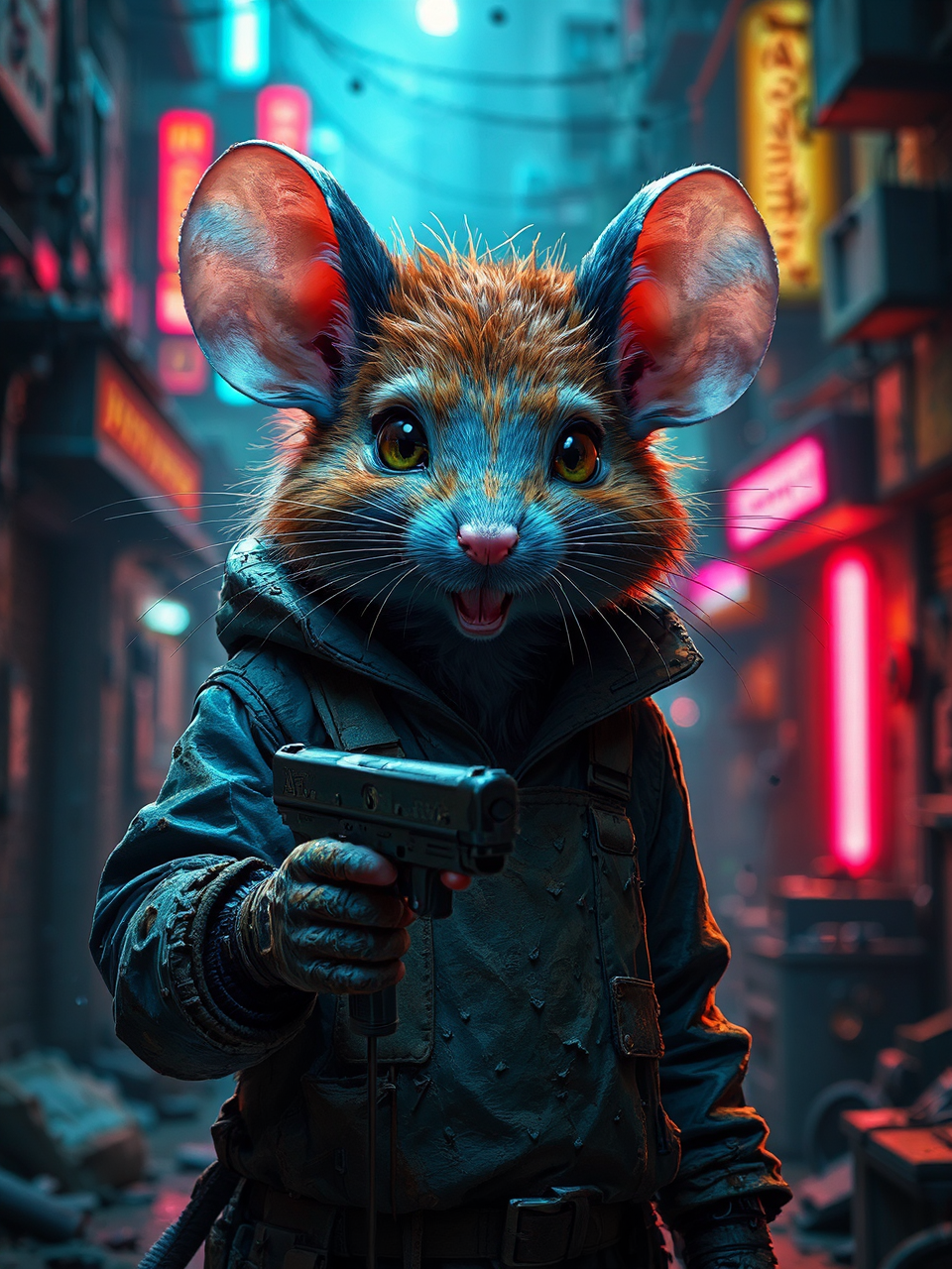 Ginger mouse in dark