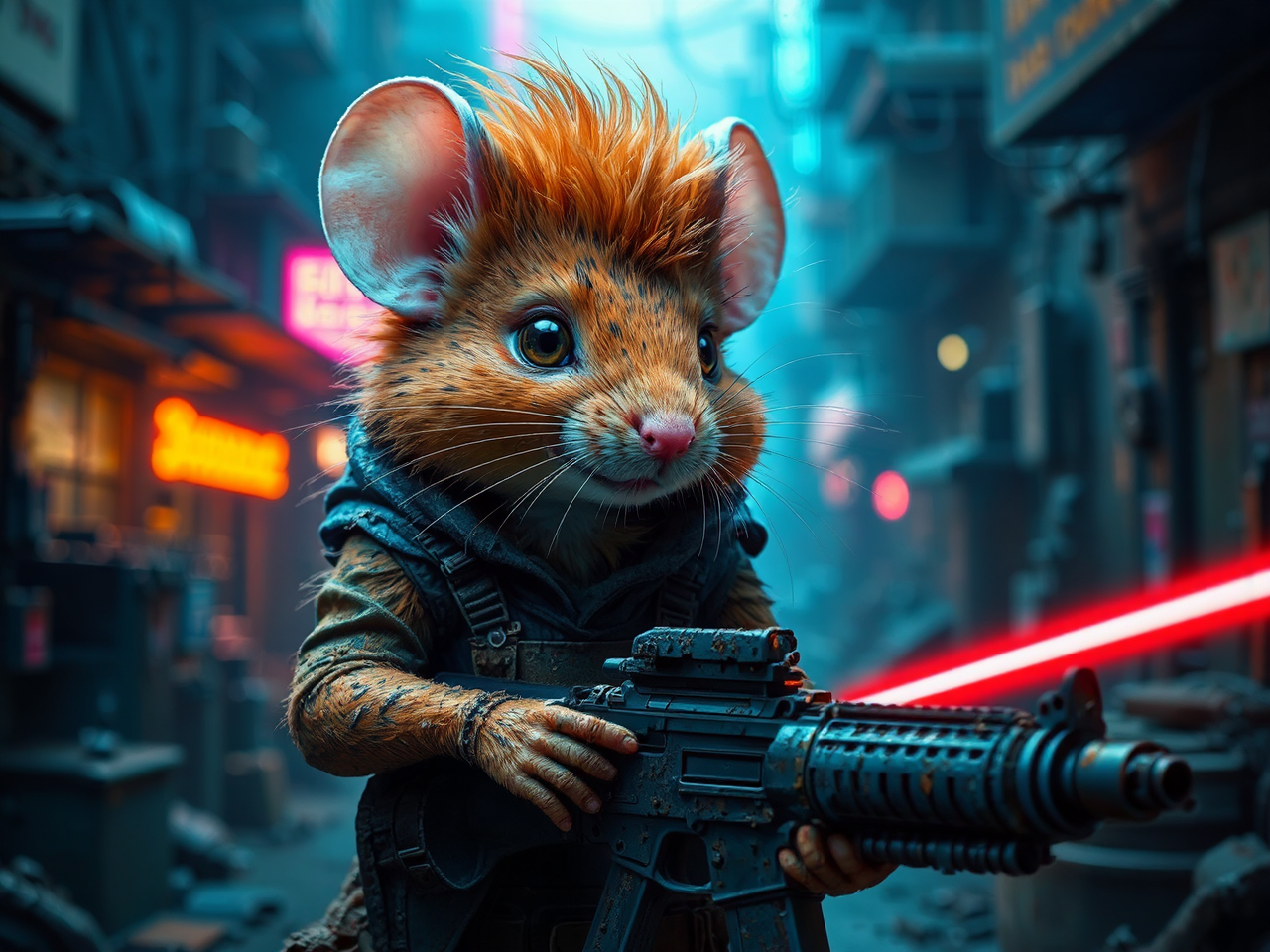 Ginger-haired mouse in dirty