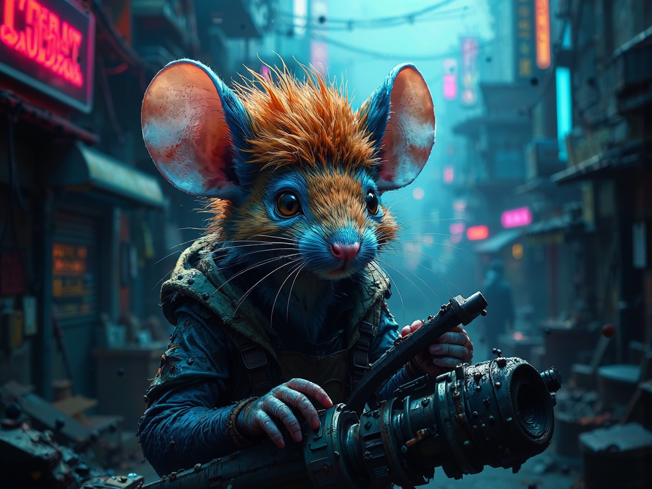 Mouse in dirty mechanic's