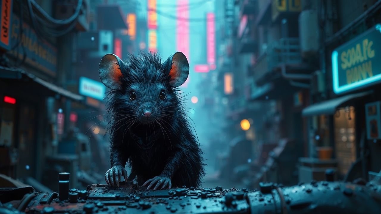 Mouse in dirty mechanic