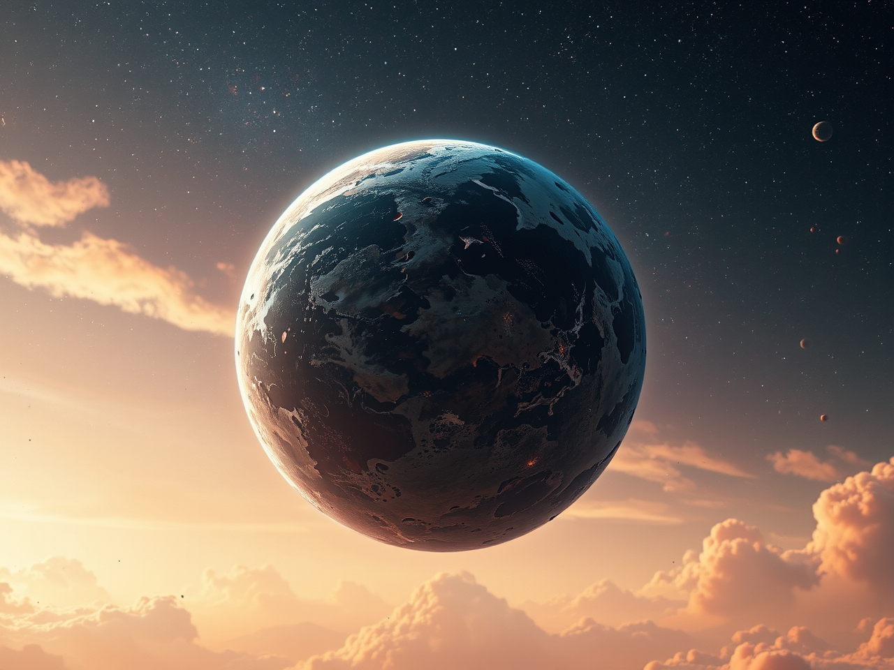 A planet with intricate