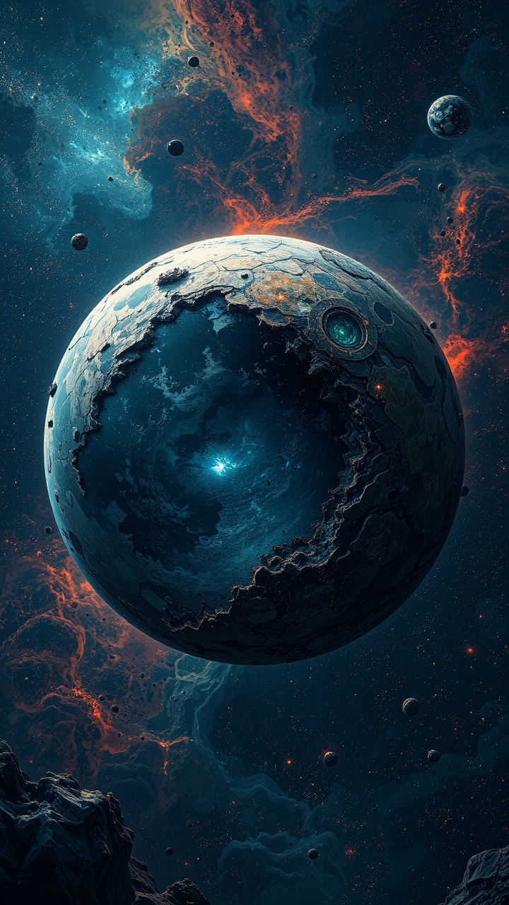 A planet with intricate