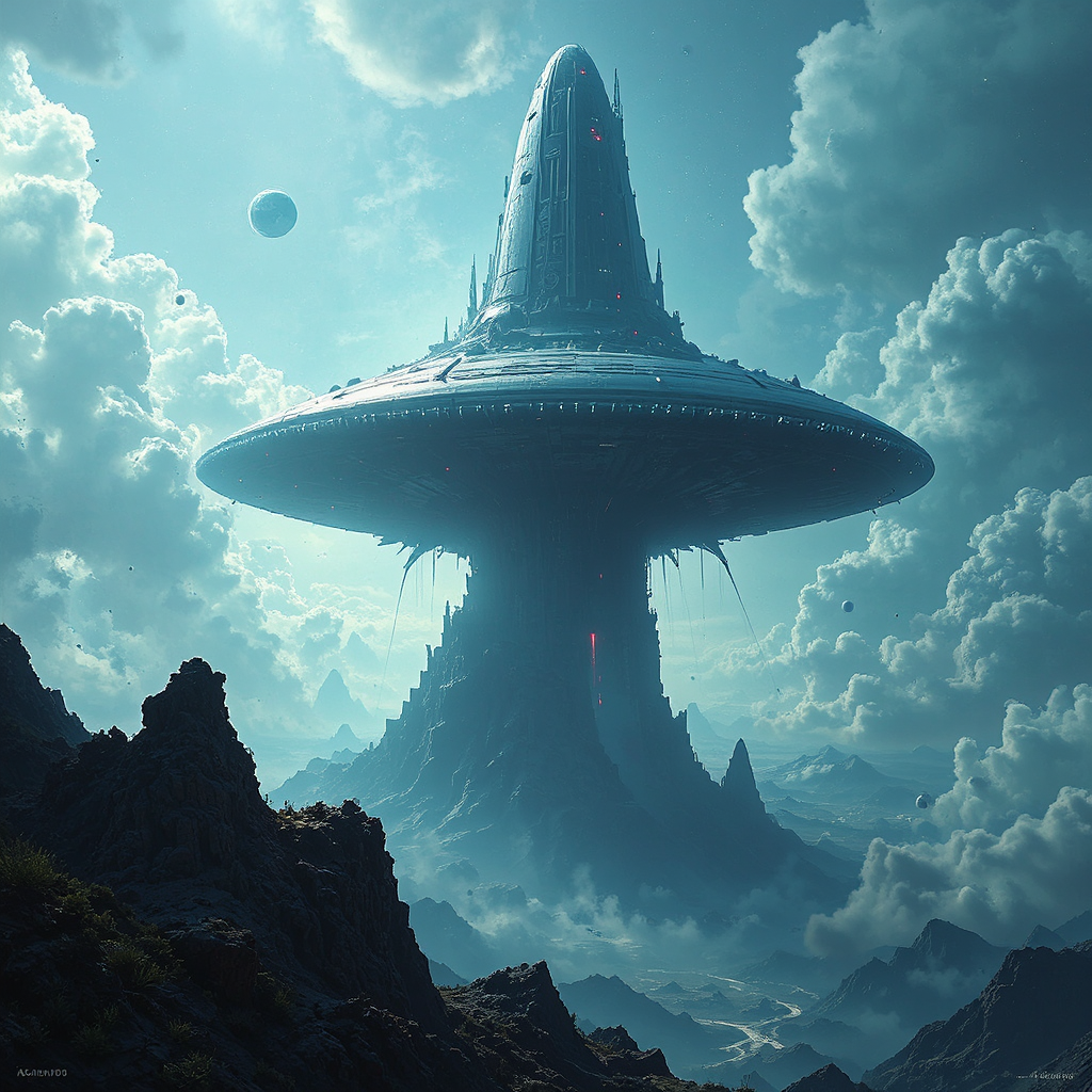 Gigantic alien spaceship hovers