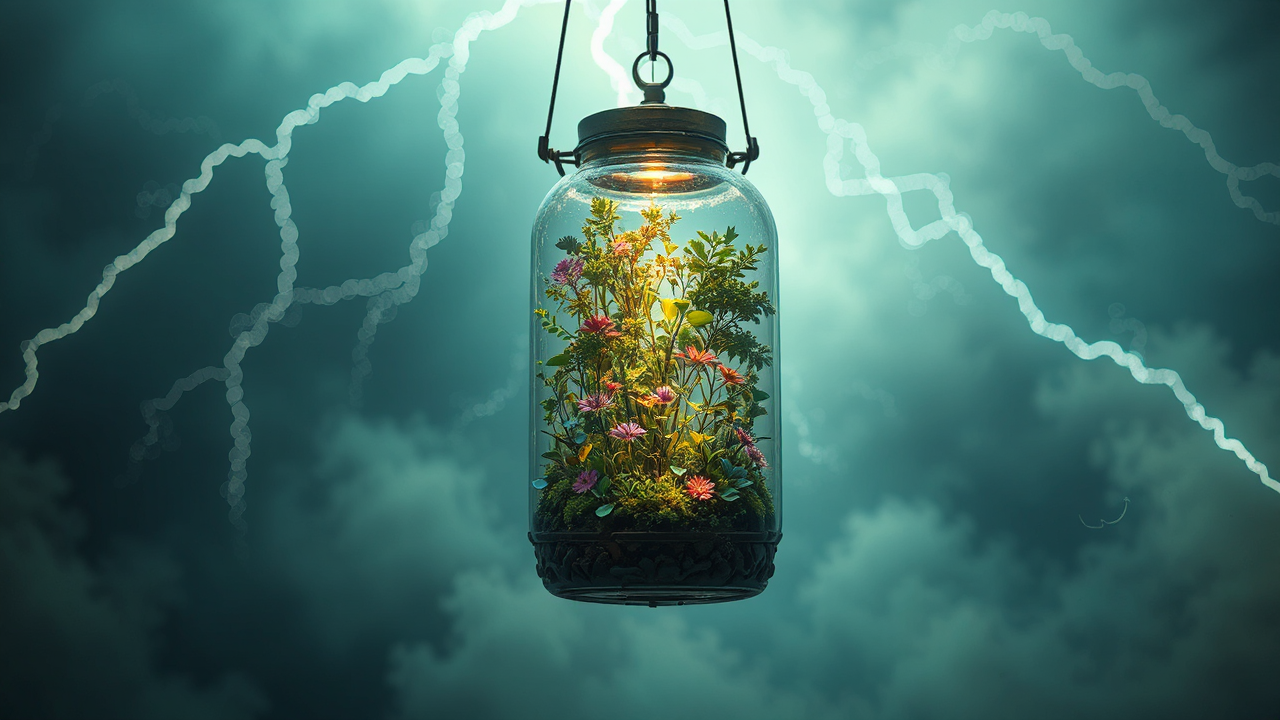 Steampunk glass jar with