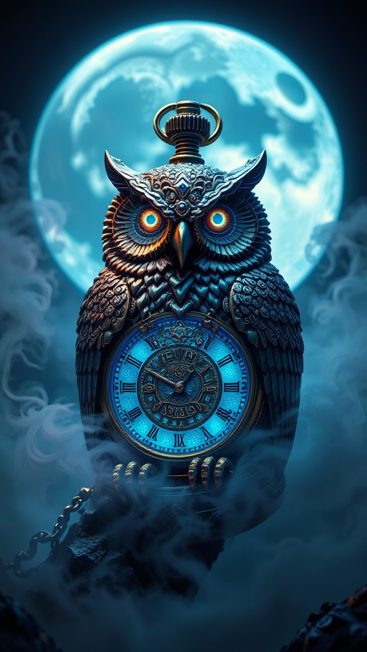 Steampunk owl with pocketwatch