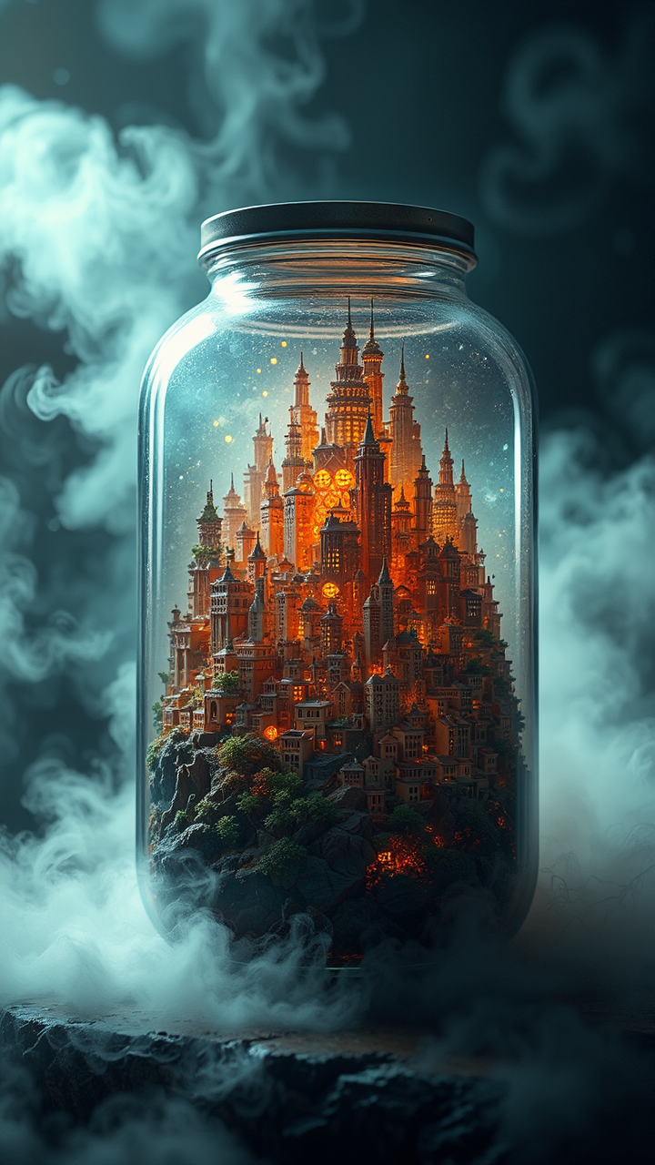 Cityscape in a glass