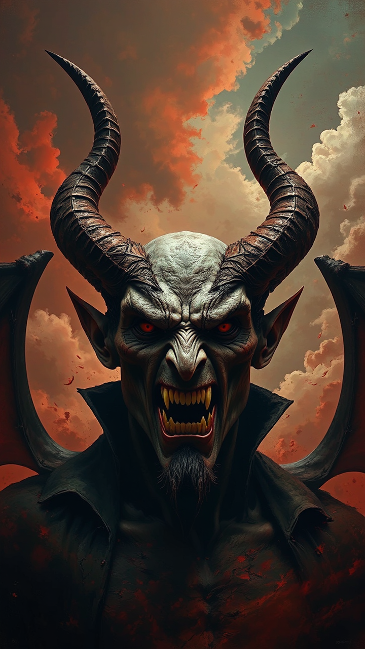 Angry devil with huge