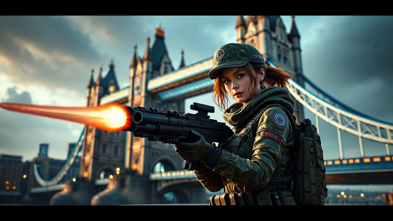 Female soldier in London