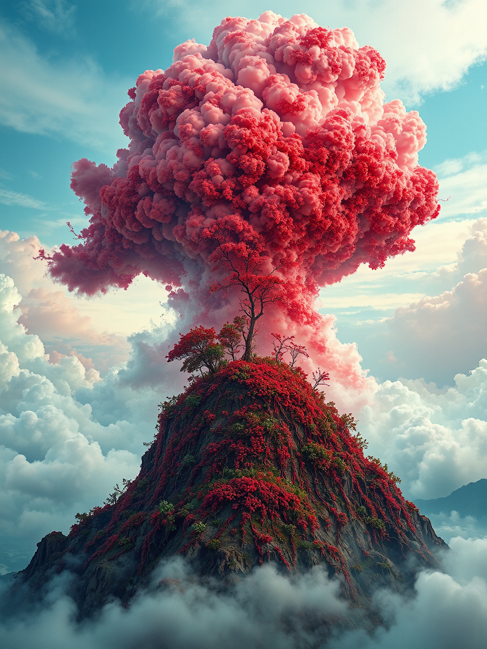 Red planet with clouds