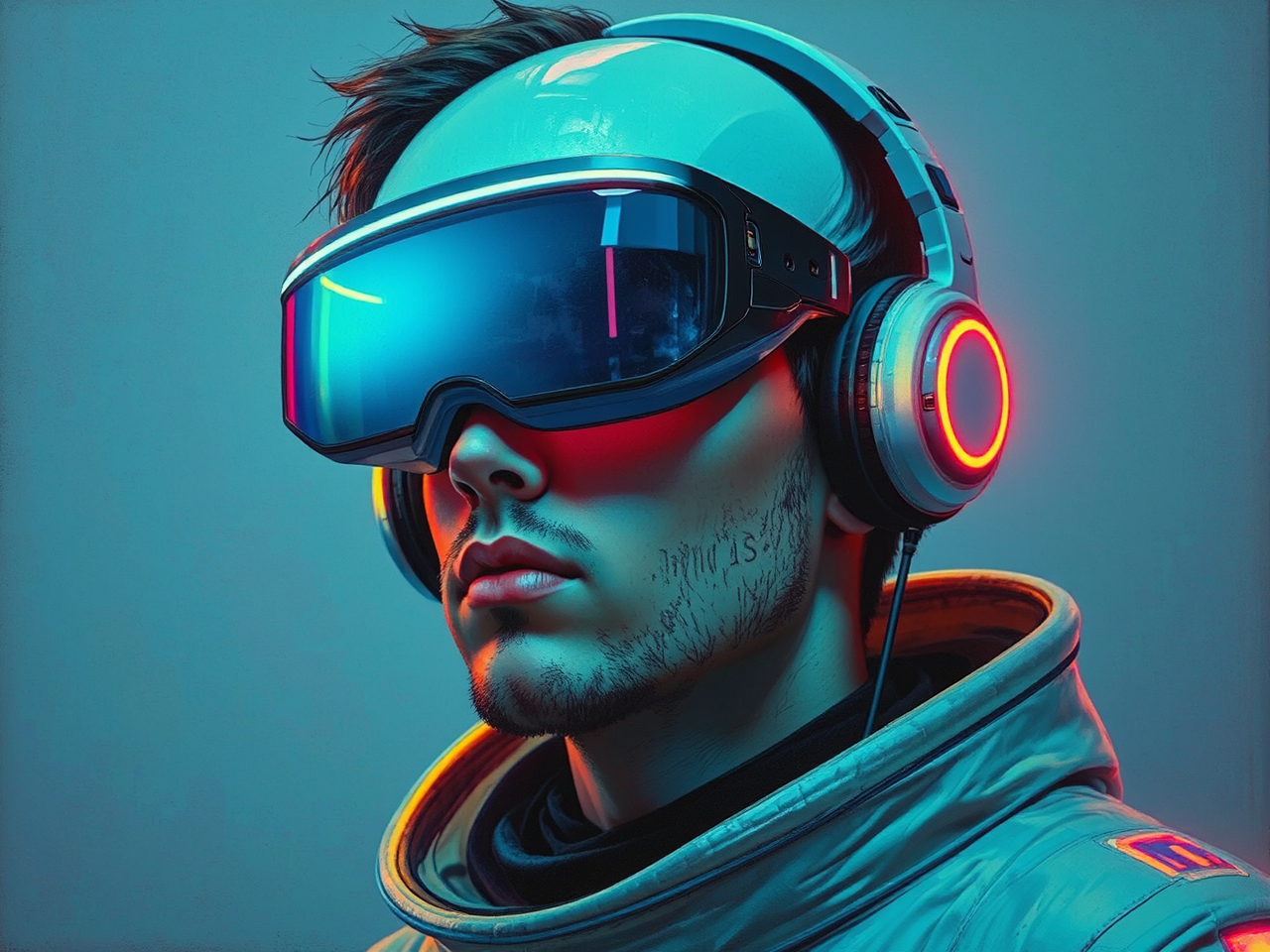 Man in futuristic astronaut