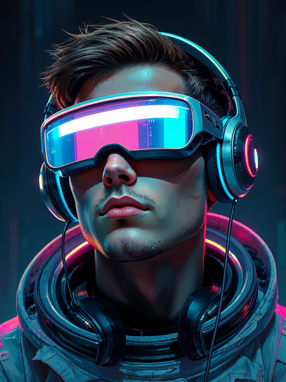 Cyberpunk man with futuristic