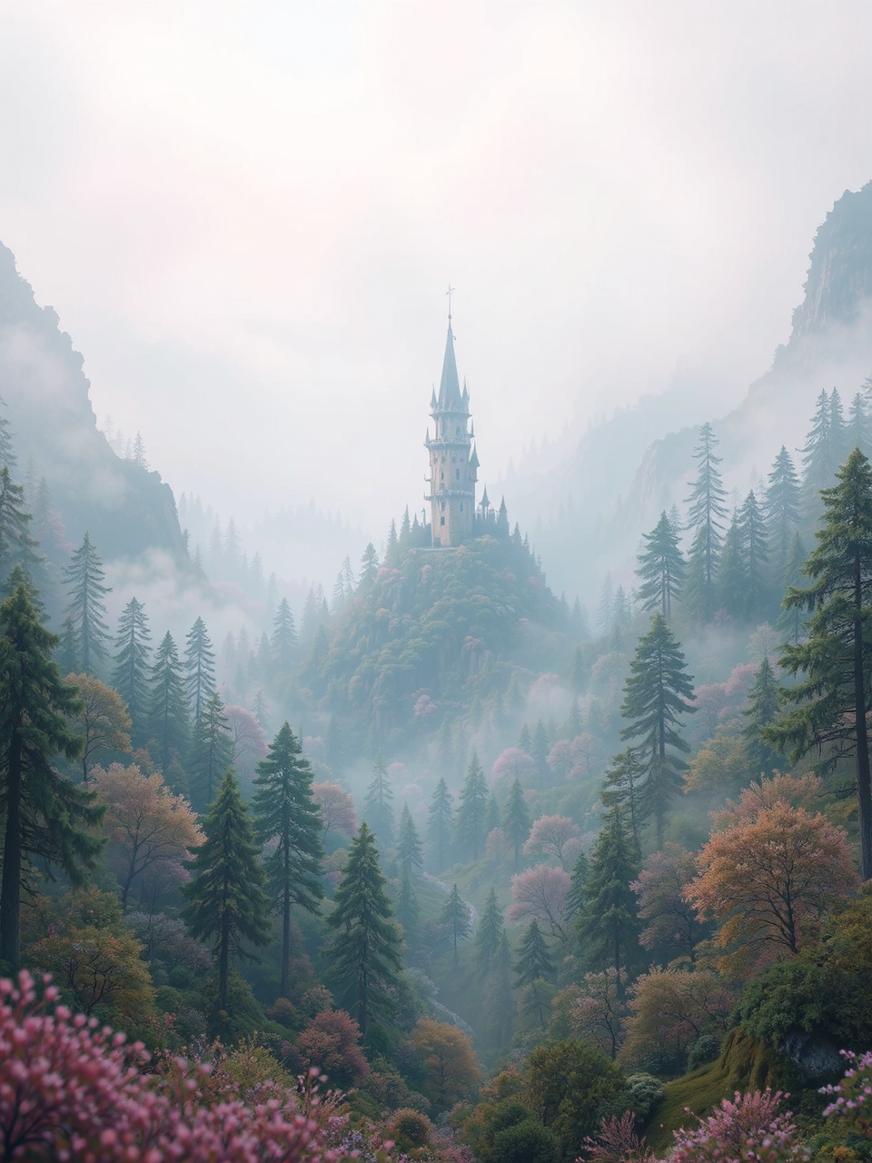 Fairytale forest with wizard's