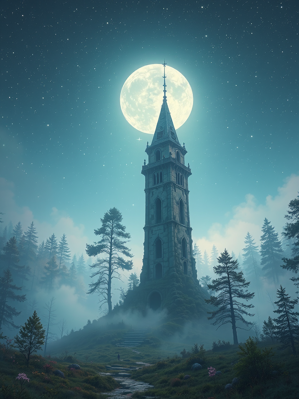 Ancient tower in enchanted