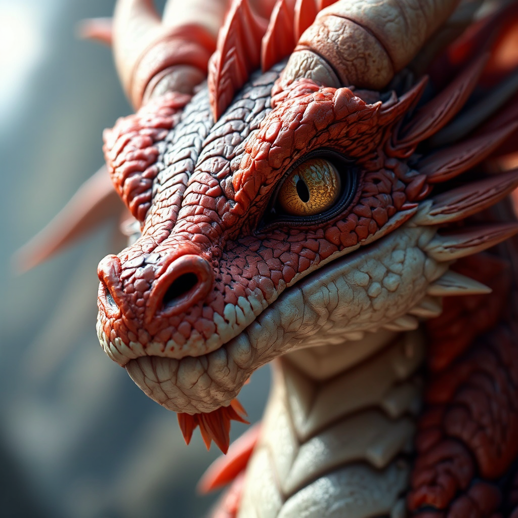 Anthropomorphic dragon with close-up