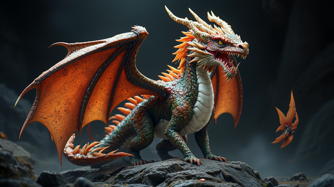 Anthropomorphic dragon with high