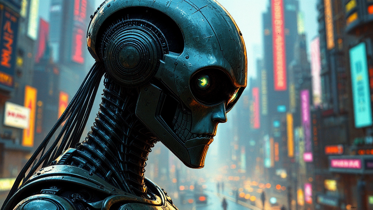 Bender in futuristic urban