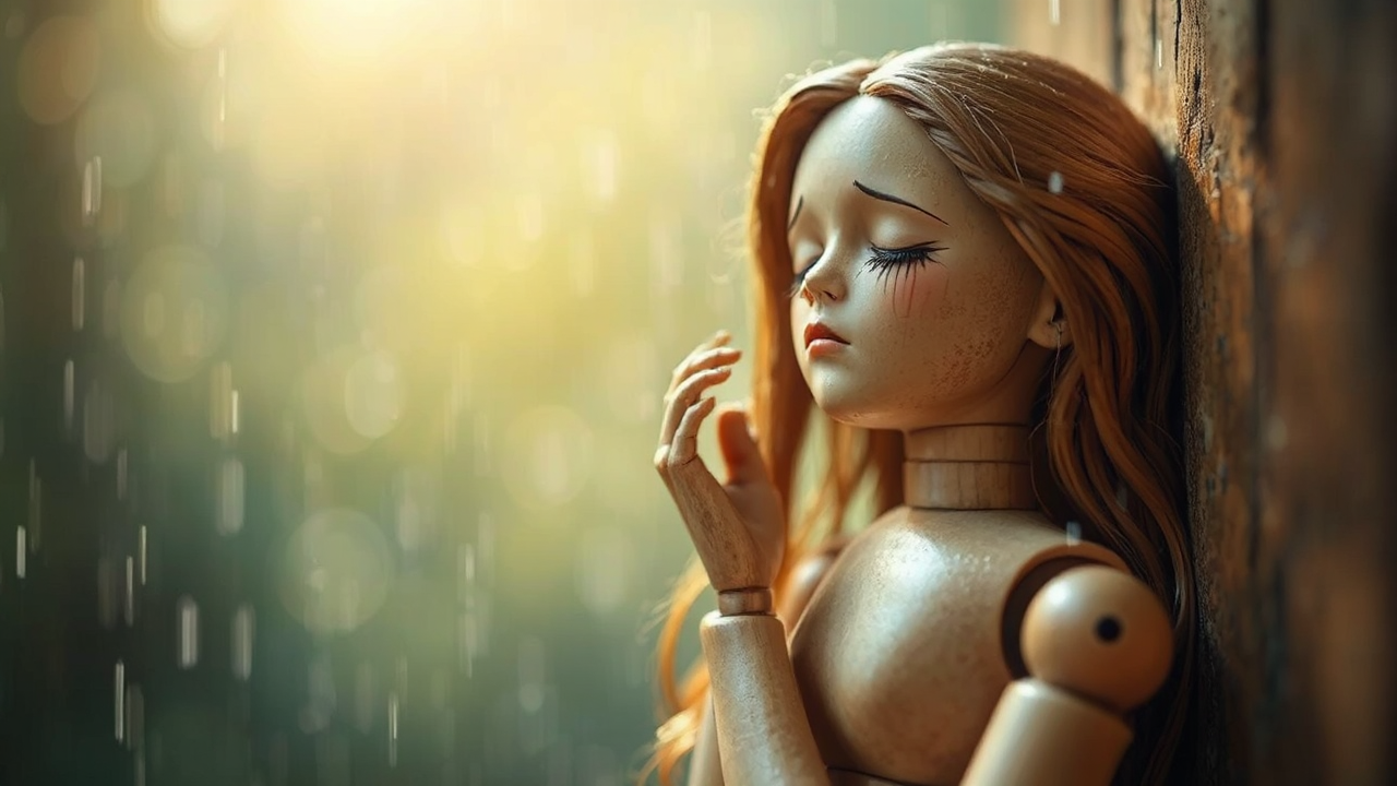 Female art doll sleeping