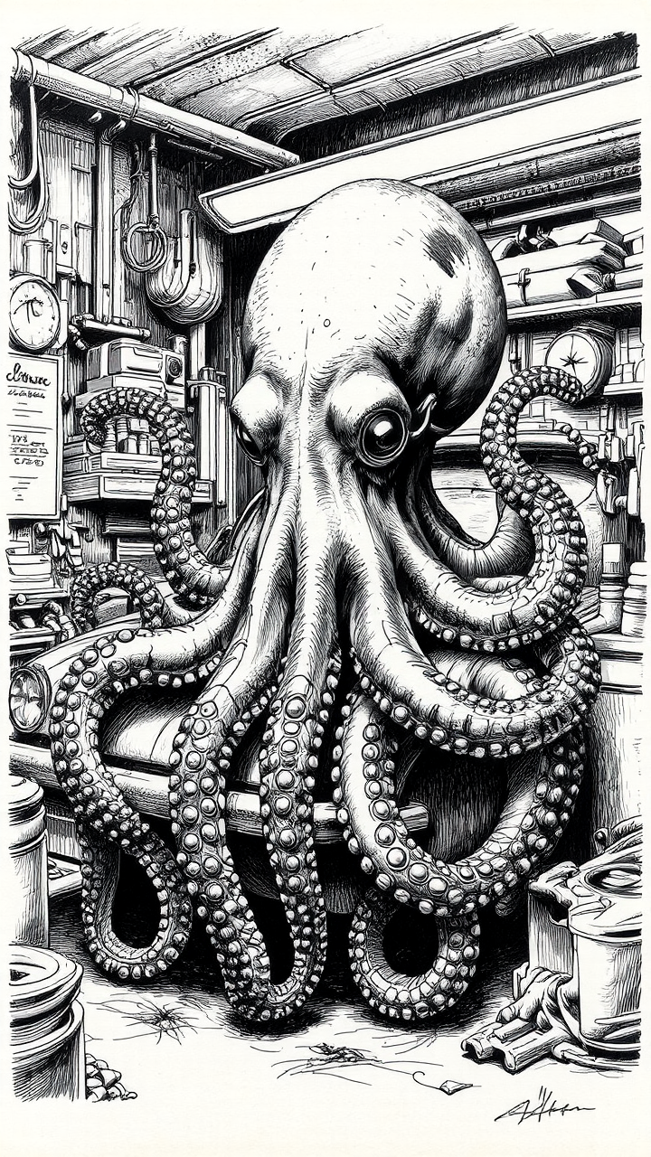 Realistic octopus in car