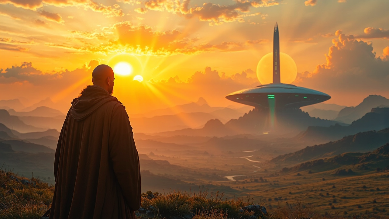 Cosmic monk views alien