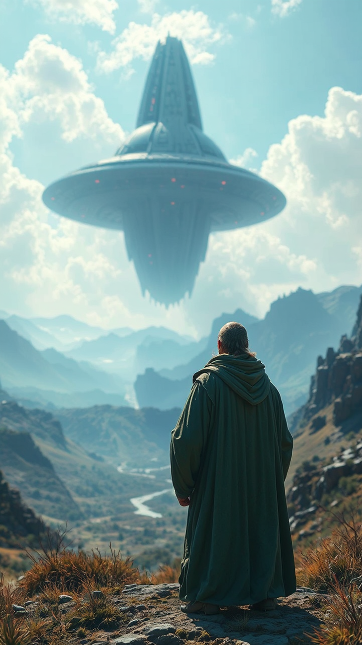 Cosmic monk gazes at