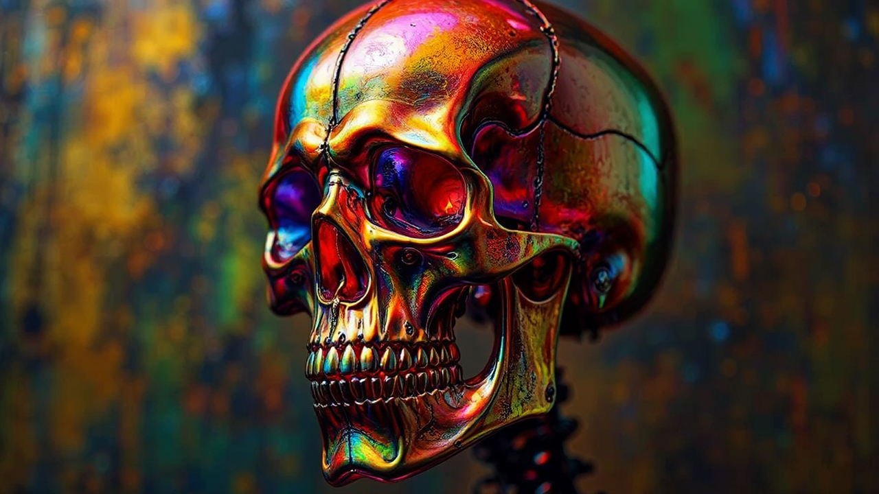 Electric metal skull with