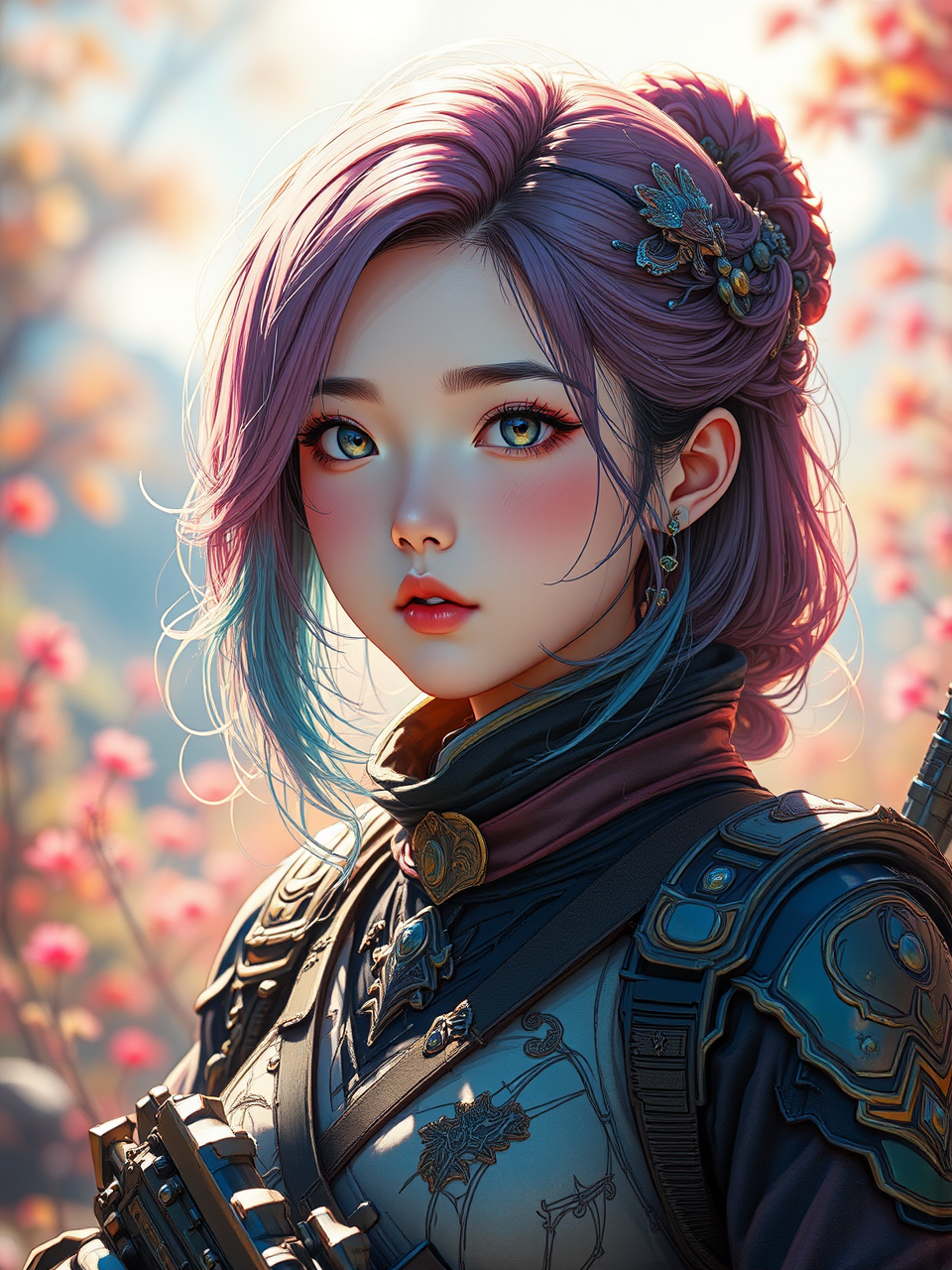 Young woman with colorful