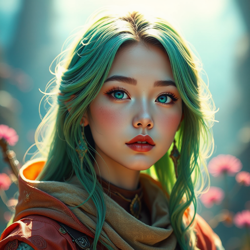 Colorful female cleric portrait.