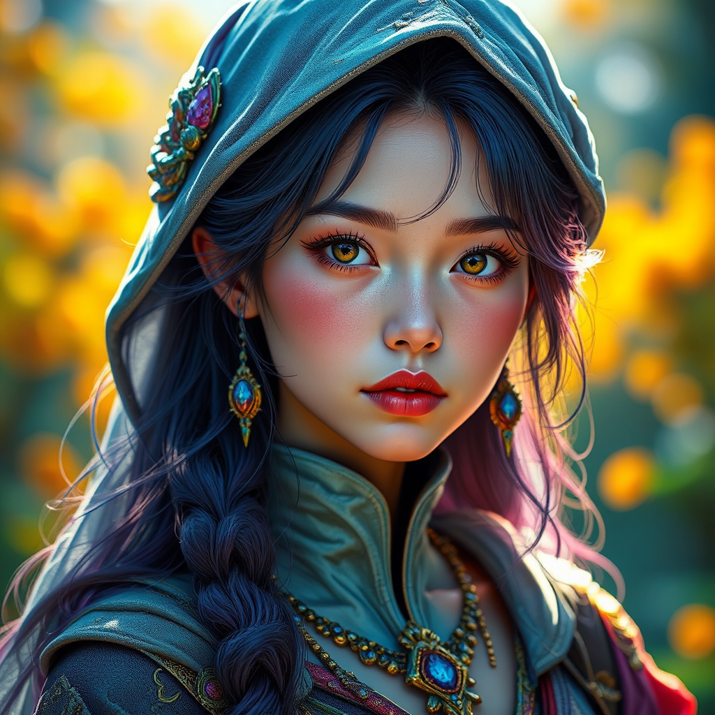 Young woman in colorful