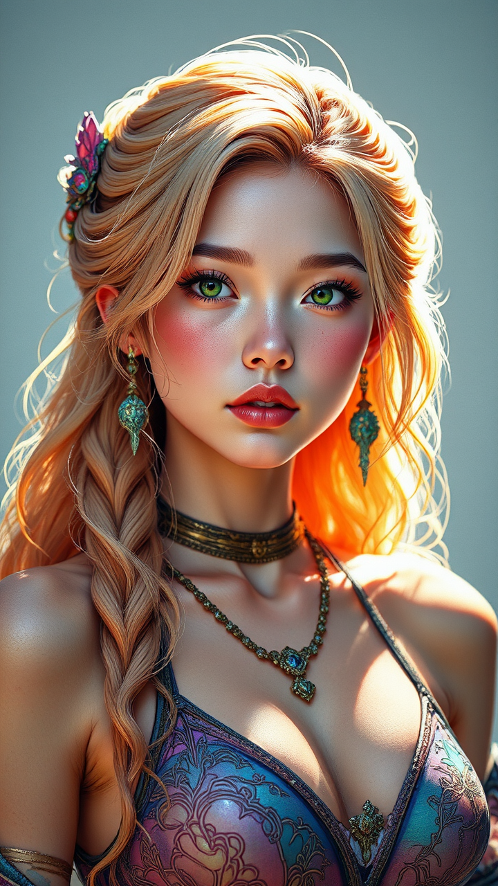 Colorful female cleric in