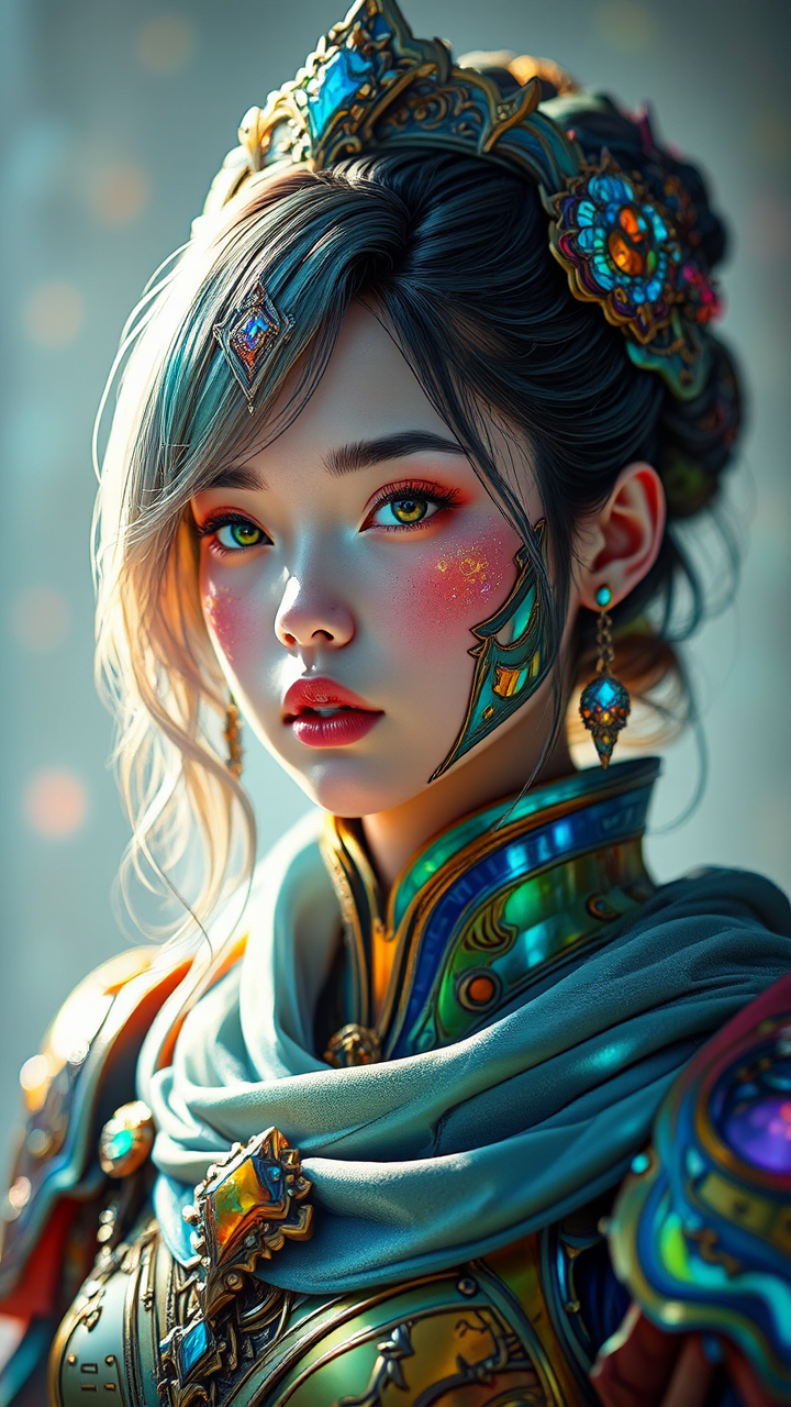 Female holy mecha paladin