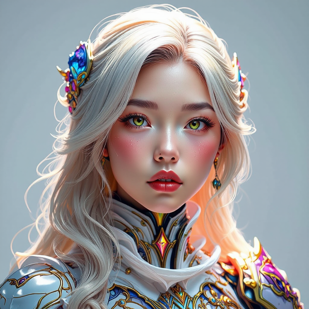 Young female mecha paladin.