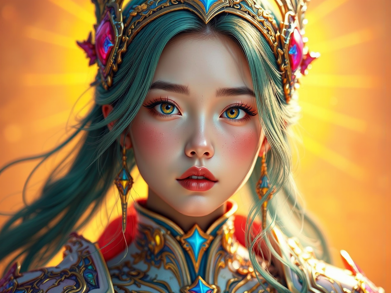 Colored female mecha paladin