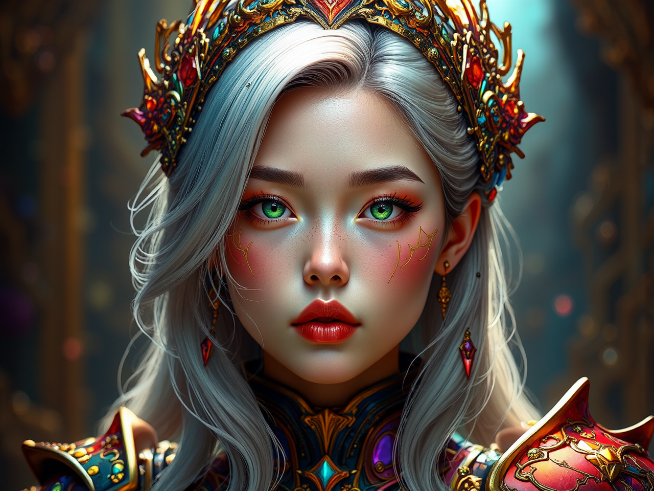 Female mecha paladin in