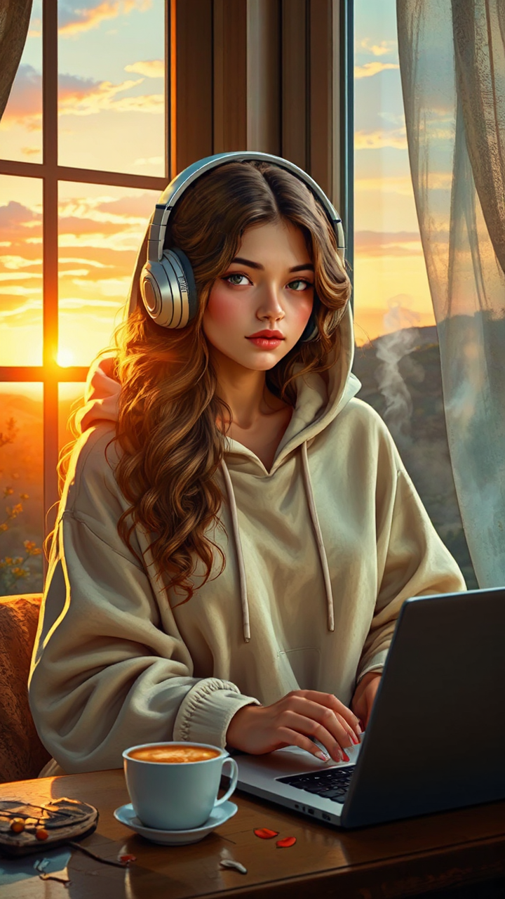 Girl working on laptop