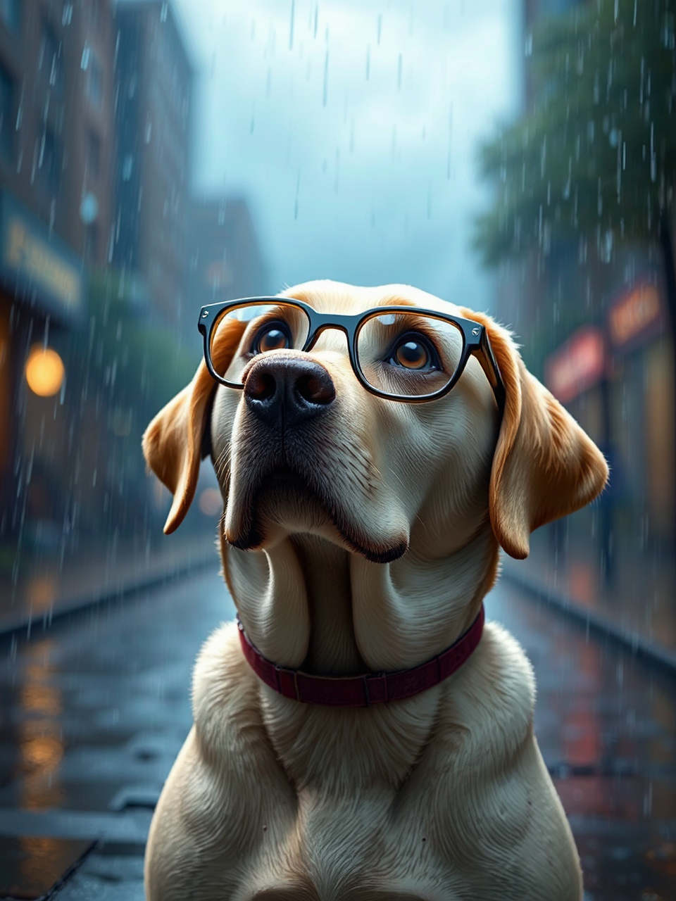 Labrador retriever with glasses