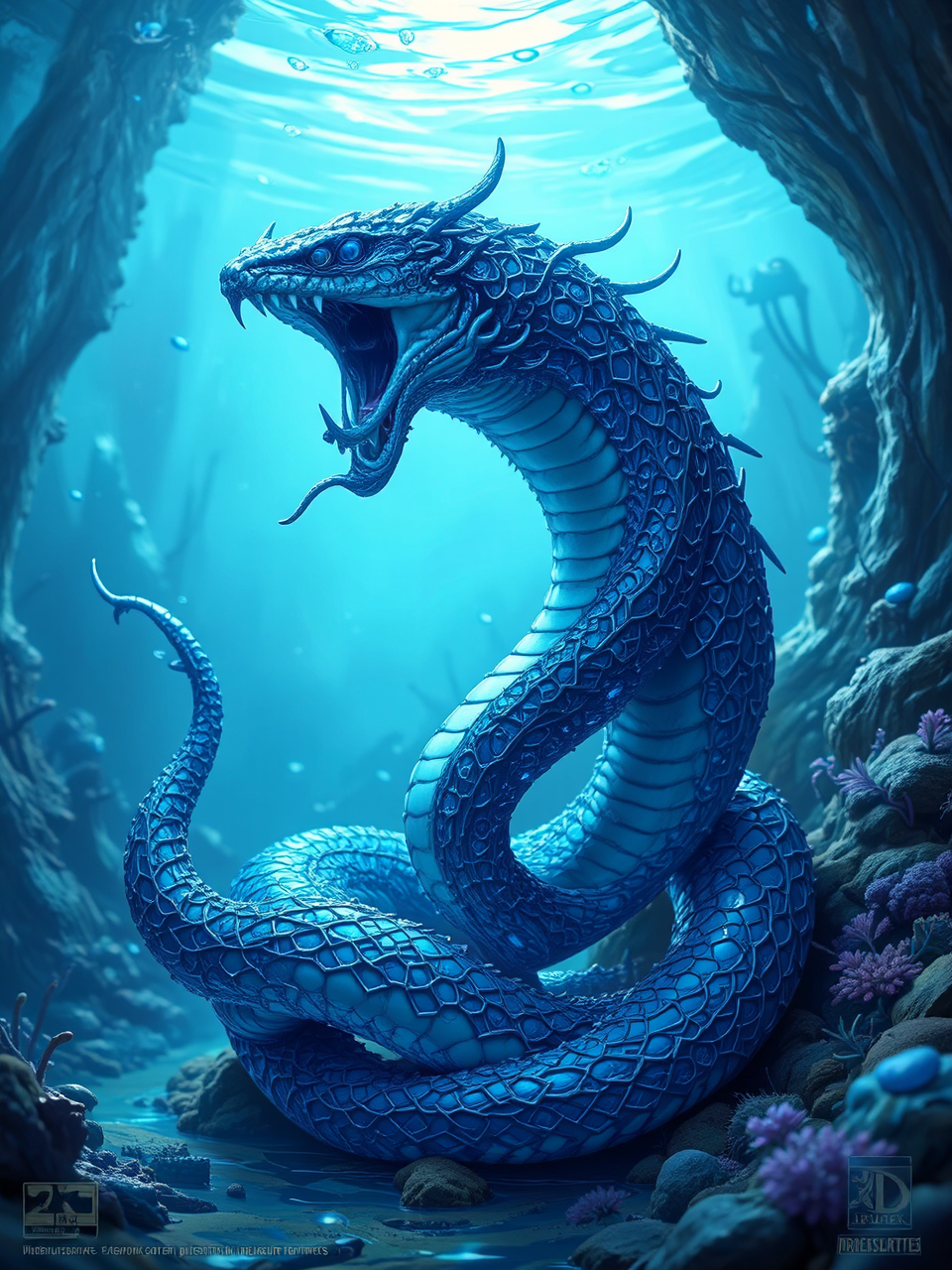 Underwater sea snakes in
