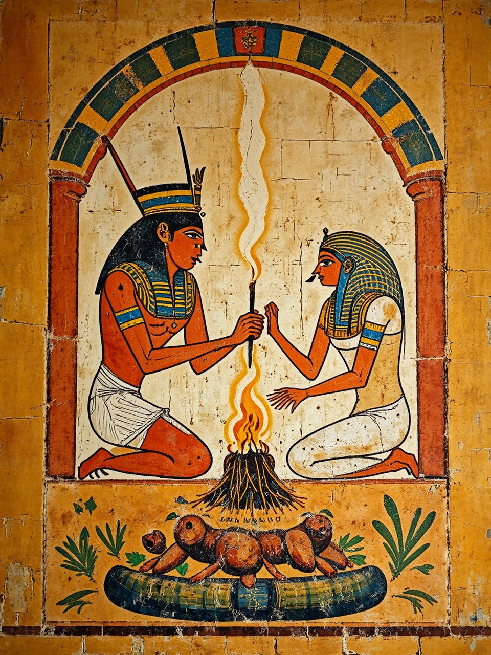 An Egyptian mural showing