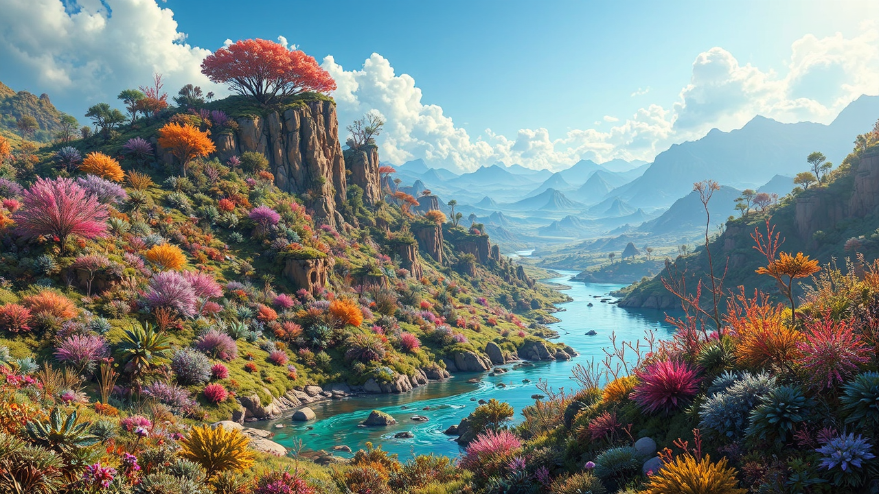 Alien planet with lush