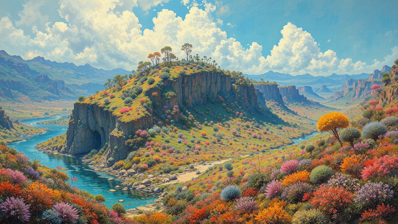 Alien planet with colorful