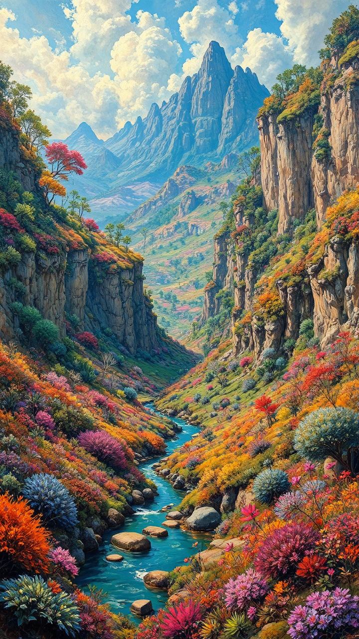 Alien planet with colourful