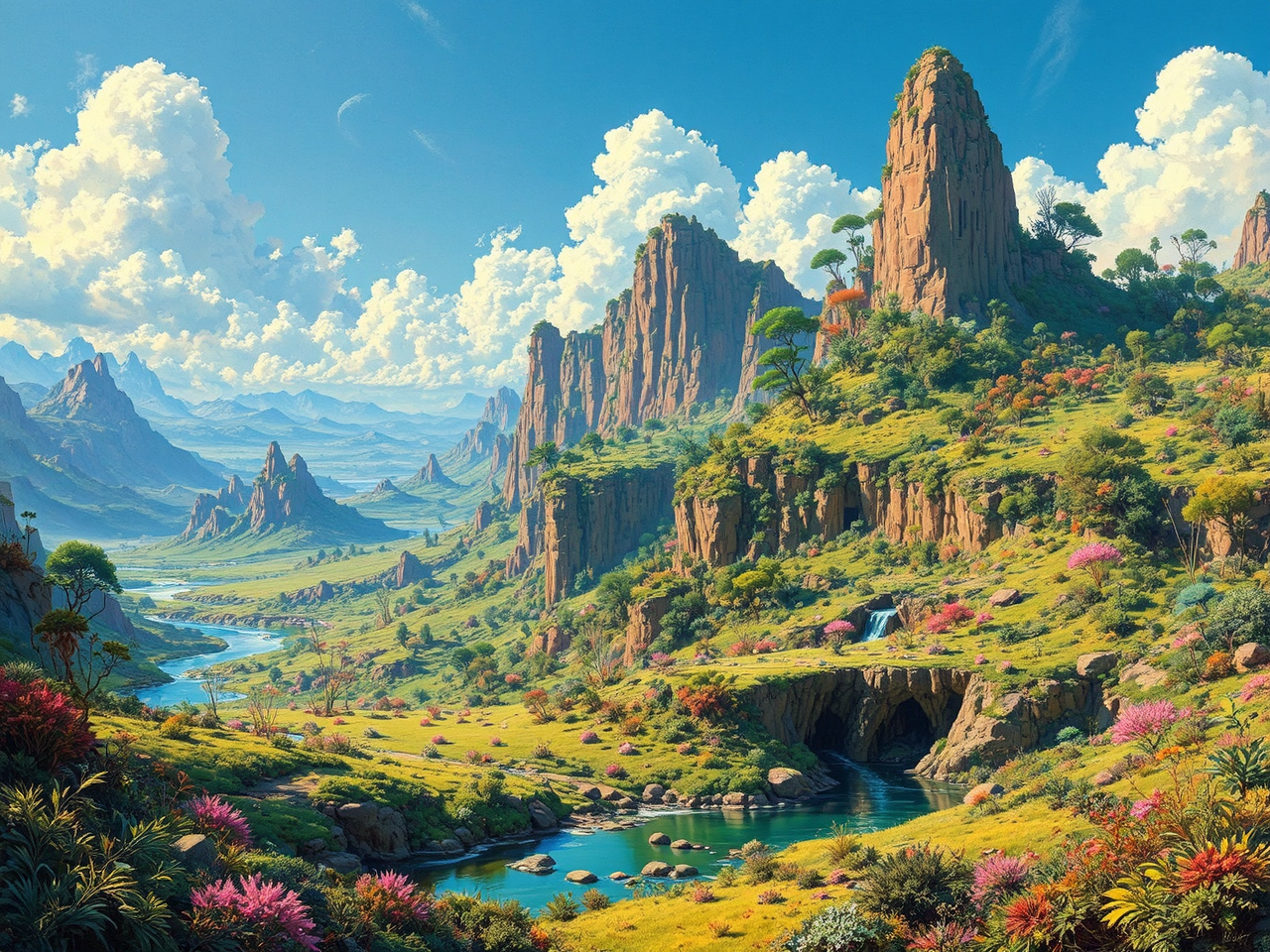 Alien planet with lush