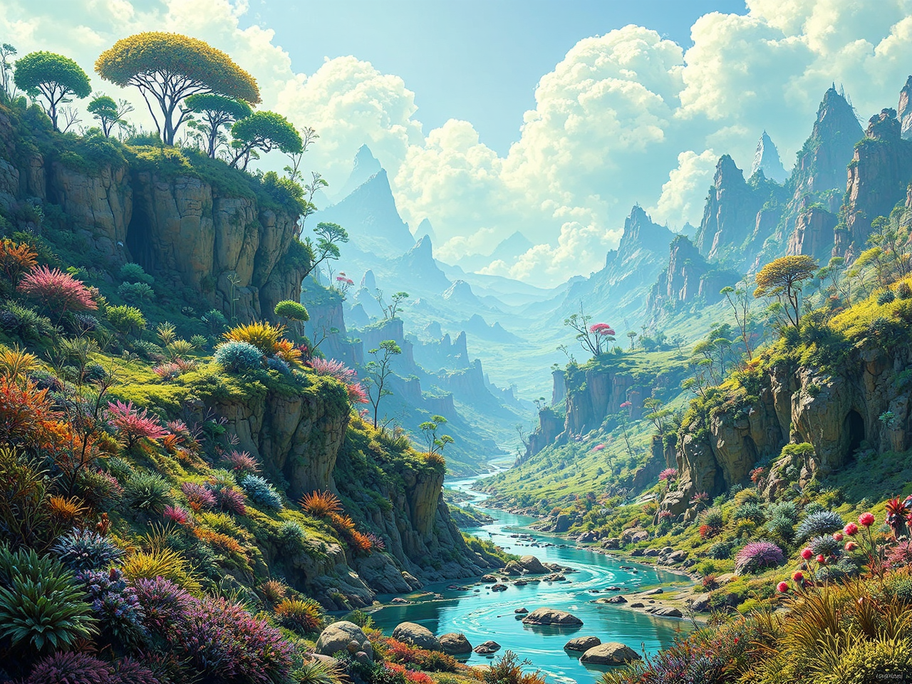 Alien planet with lush