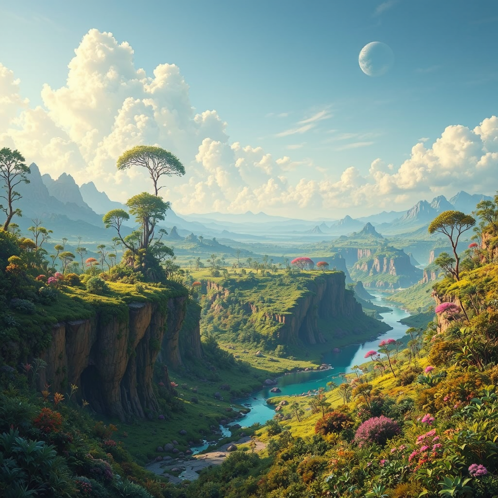 Alien planet with lush