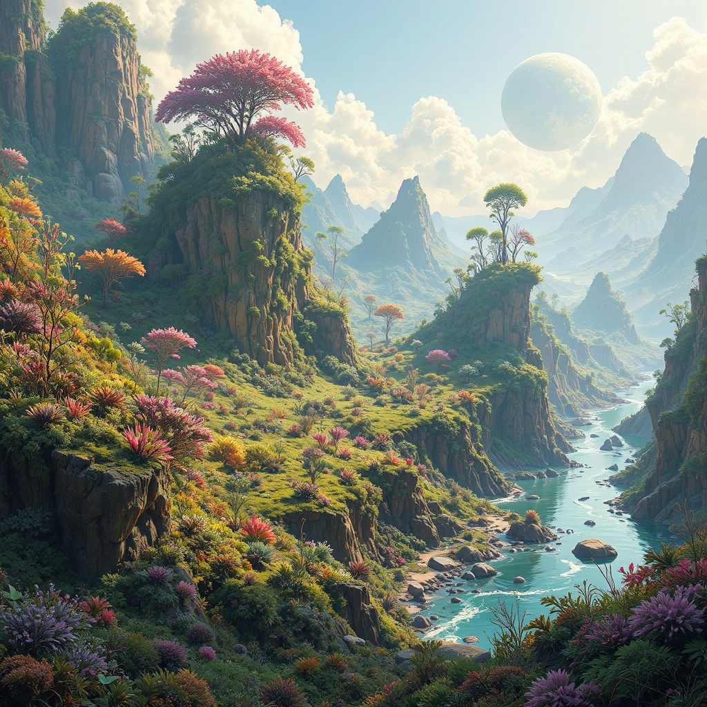 Alien planet with lush