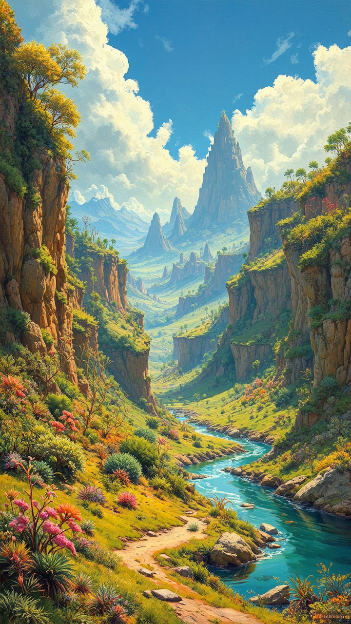 Alien planet with lush