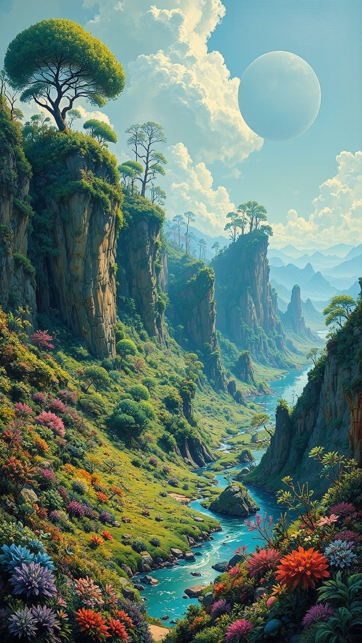 Alien planet with lush